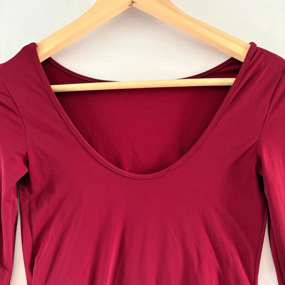 Maje Magicien Bordeaux Red Long Sleeve Low Back Bodysuit Size 2 NEW